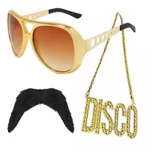 Set accessori costume uomo baffi occhiali da sole collana - Foto 1 di 8