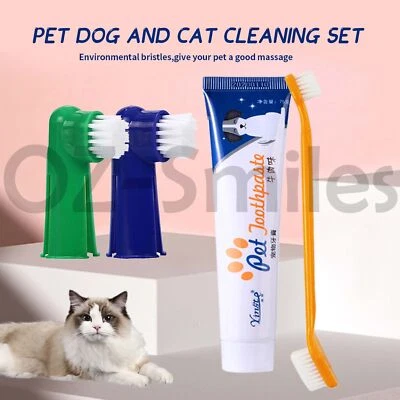 Pet Dog Cat Cleaning Toothpaste + Toothbrush + Back Up Brush Set Vanilla / Beef - image 1 of 4