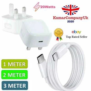 For iPhone 13 12 11 Pro Mini XR XS MAX Fast Charging USB-C PD Plug Charger Cable - Picture 1 of 10