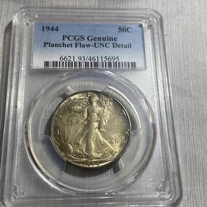 1944 P Walking Liberty, Half Dollar Planchet Flaw Mint Error Rainbow Tone🌈 - Picture 1 of 20