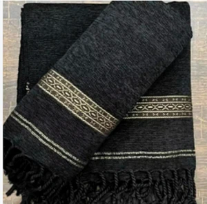 AFGHAN PATOO HANDMADE WARM VELVET SOLID PASHTUN SHAWL WRAP MENS WOMENS - Picture 1 of 4