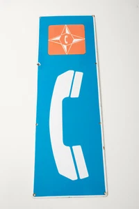 Porcelain Phone Both Sign (M3R) 24x8 (JSF6) Telephone Blue White Red - Picture 1 of 11