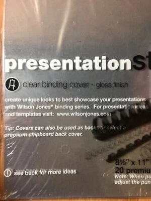 WILSON JONES 20 PRESENTATION STYLE CLEAR BINDING REPORT COVERS - GLOSS FINISH - Image 1 of 4