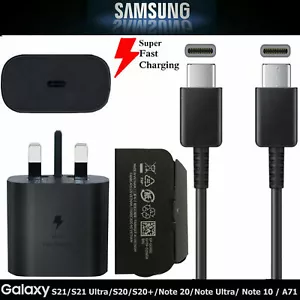 Samsung Galaxy S10 S20 S21+ Ultra 5G 25W Super Fast Charger Adapter Plug & Cable - Picture 1 of 19