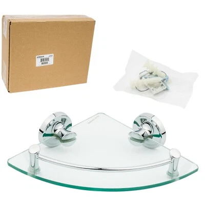DELTA Glass Corner Shelf Polished Chrome Finish 10" Long x 2.58" High EXTEN16-PC - Image 1 of 3
