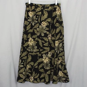 Falda Sag Harbor Petite Talla 10P Negra Verde Crema Diseño Floral Estilo Largo S32138 - Imagen 1 de 9