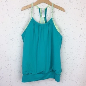 Ivivva Top Double Dutch Tank Girl's Size 12 Aqua Green Sleeveless Athletic - Picture 1 of 13