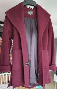 Womens Hooded Wool Cashmere Coat Ladies Belted WINTER Jacket Fashion Warm Size 8 - Picture 1 of 12