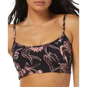 Top de natación de bikini Sundazed para mujer Gianna estampado línea media negro floral con bandas pequeño - Imagen 1 de 2