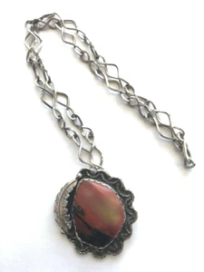Collar colgante unisex de plata esterlina jaspe del suroeste de imagen roja grande - Imagen 1 de 10
