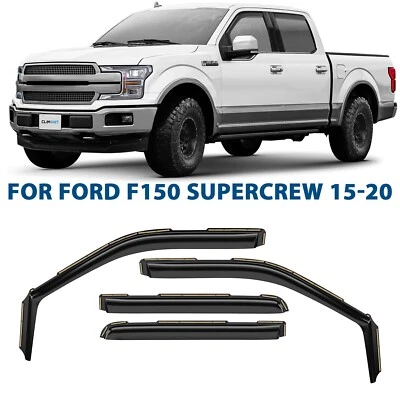 Protectores de lluvia viseras de ventilación para Ford F-150 2015-2020 SuperCrew Cab Foto 1 de 4