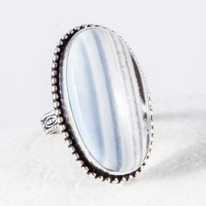 Wunderschöner Ring, Owyhee Opal aus Oregon, Massiv Messing versilbert, Gr. 55 - Bild 1 von 4