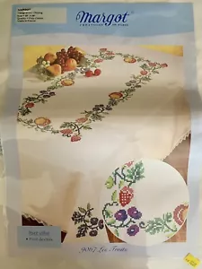Margot Creation De Paris Needlepoint Les Fruits 55” x 68” Oval Tablecloth - Picture 1 of 2