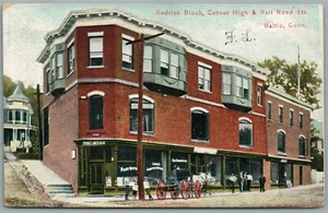 BALTIC CT RODRICK BLOCK CORNER HIGH & RAILROAD STREETS ANTIQUE POSTCARD - Bild 1 von 2