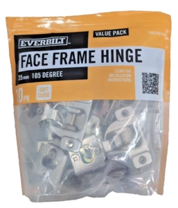 Everbilt Overlay Soft Close Face Frame Hinge 105° 35 mm, Pack Of 10, L2 - Picture 1 of 8