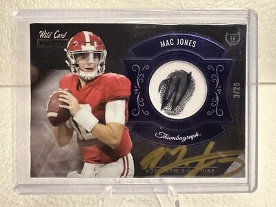 MAC JONES rookie Auto Thumbagraph 3/25 2021 Wild Card Matte Black - Image 1 of 2
