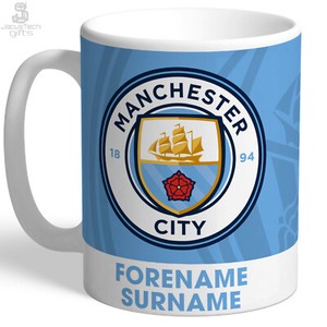 Personalised Manchester City Mug. Official Man City Cup. MCFC Football Gift