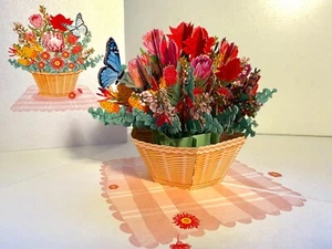 ORIGAMI POP CARDS Australian Native Flower Basket Butterfly Happy Valentines Day - Picture 1 of 11