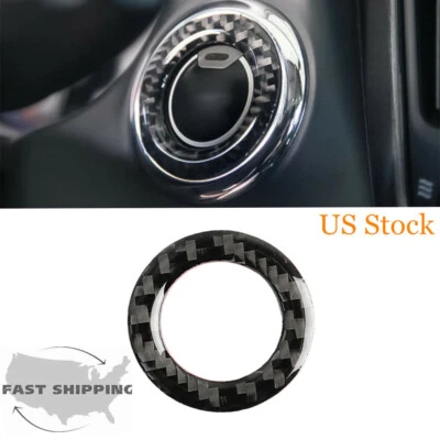 Borde de anillo de interruptor de parada de arranque de motor de fibra de carbono para Infiniti Q50 Q60 14-19 Foto 1 de 4