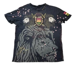 Rebel Spirit Shirt Herren LARGE Distressed Grunge Rasta Lion Leader - Bild 1 von 9