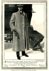 1908 Original Hart Schaffner & Marx Ad. Well-Dressed Young Man. Driver Working - Imagen 1 de 2