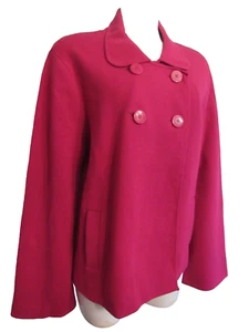 Talbots ~Woman Size XL~ Raspberry Knit Cotton Jacket Blazer Double Breasted NWT - Picture 1 of 15