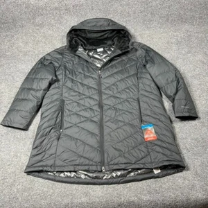 Columbia Jacket Womens 3X Black Pockets Hooded Omni-Heat Long Heavenly Puffer - Picture 1 of 15
