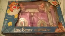 care bear vintage telephone set purple in box with connecting wire rare 