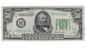 $50 1934 Series FRN New York Paper Money Light Green Seal CU Currency - Picture 1 of 2