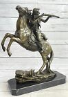 Large Bronze Sculpture A Cowboy Riding Horse Bronze Sculpture Figurine Figure