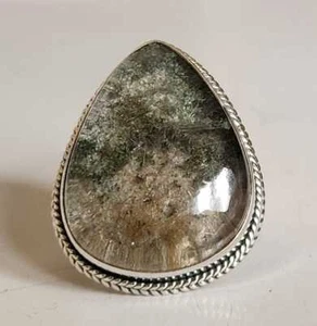 ANILLO DE JOYERÍA HECHO A MANO DE PLATA DE LEY 925 PIEDRAS PRECIOSAS NATURALES CUARZO JARDÍN 3 A 12 - Imagen 1 de 5