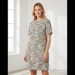 Chloe Boucle Tweed Etuikleid - Mehrfarbig - Größe: US 12 - Seidenmischfutter - Bild 1 von 12