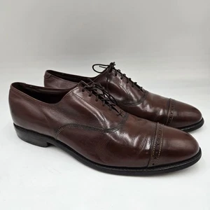 Allen Edmonds Fifth Avenue Mens Size 10 (D) Oxford Brown Leather Cap Toe - Picture 1 of 8