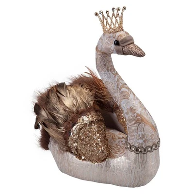 Christmas Swan Decoration 27cm x 24cm Gold X 1 - Image 1 of 4