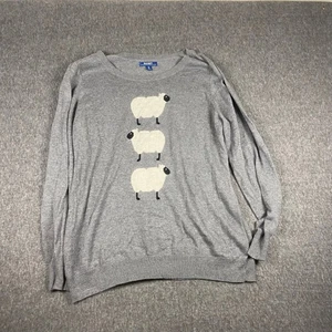 Old Navy Gray Sweater XL Long Sleeve Sheep Graphic Crew Neck Pullover Top - Picture 1 of 7