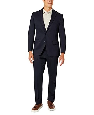 Van Heusen Mens Classic fit 2 Piece Suit 42 L / 35 Waist Blue Plaid Stretch - Image 1 of 4