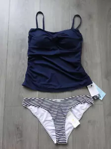 M&S MAGIC SHAPING NAVY BLUE MIX TANKINI SET SIZE 12 TOP SIZE 12 BOTTOMS - Picture 1 of 6