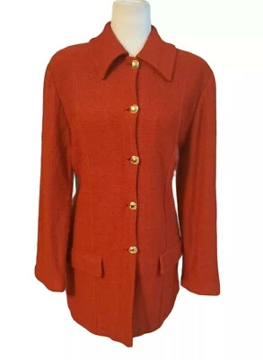 Chaqueta Tejida Roja Colección Liz Claiborne De Colección Talla Grande ~ Acrílico, Nylon, Lana Foto 1 de 4