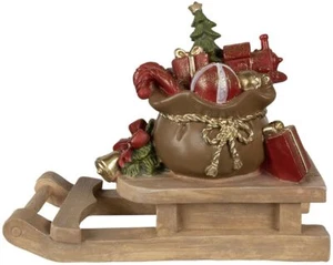 Dekoration Weihnachtsgeschenke auf Schlitten Braun, Rot 38x16x29 cm - Bild 1 von 4