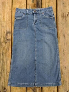 Cato Girls Long Modest Church Blue Denim Skirt Size 12 ? 28” waist slit Pockets - Picture 1 of 9
