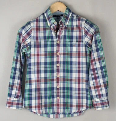 GANT Kid's Boy's Malibu Oxford Madras Casual Fit Shirt Size 134/140 (9-10 yo) - Image 1 of 4