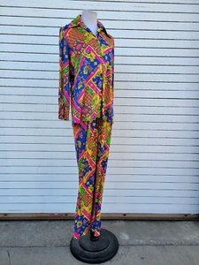 Butterfield 8 Vintage 60s 70s Neon Hippy Pants & Shirt Fashion or Costume - Picture 1 of 24