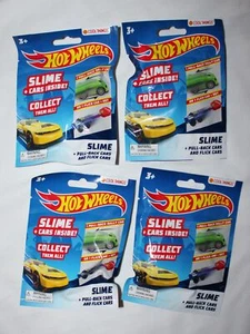 4 Hot Wheels Slime & Car Surprise Bags Pull-Back or Flick Cars New - Picture 1 of 2