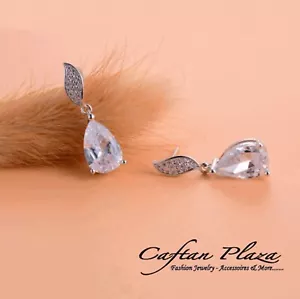 Earrings Luxury Zirconia Earrings AAA Swarovski Crystals Stellux™ White Gold 18K - Picture 1 of 5