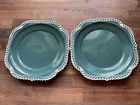 Harkerware Pottery 1840 Luncheon Plates Green White Pate Et Pate Lot 6 Usa Mcm