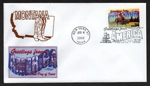 USA, SCOTT # 3586, ARTMASTER FDC COVER - MONTANA, GREETINGS FROM AMERICA 2002 - Picture 1 of 1