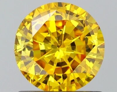 Round 1.00 Carat Fancy Vivid Yellow VS2 HPHT Loose Lab Grown Diamond - Image 1 of 3
