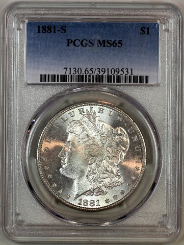 * 1881-S * MS65 PCGS * MORGAN SILVER DOLLAR * PREMIUM QUALITY & EYE-APPEAL Cover