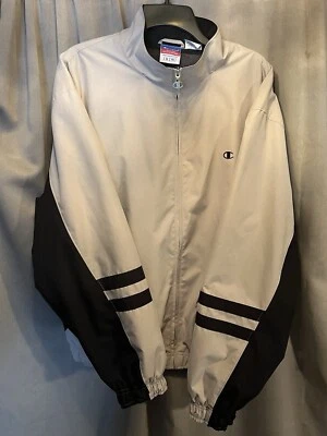 Винтажный чемпион воротник ветровка пальто полный молнии черный желтовато-коричневый размер очень большой - Изображение 1 из 4