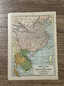Antique Original 1936 Map Of China, Siam & French Indo China 8 x 5.5 Inches - Picture 1 of 1